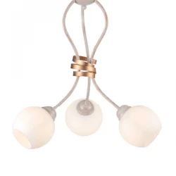 Φωτιστικό Οροφής Με Γλόμπους Λευκό Πατίνα Με Χρυσές Λεπτομέρειες & Ντουί 3xΕ27 Aca