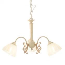 Φωτιστικό Οροφής Πατίνα Με Χρυσές Λεπτομέρειες & Αμμοβολή Λευκό Γυαλί  Ντουί 3xΕ14 Aca