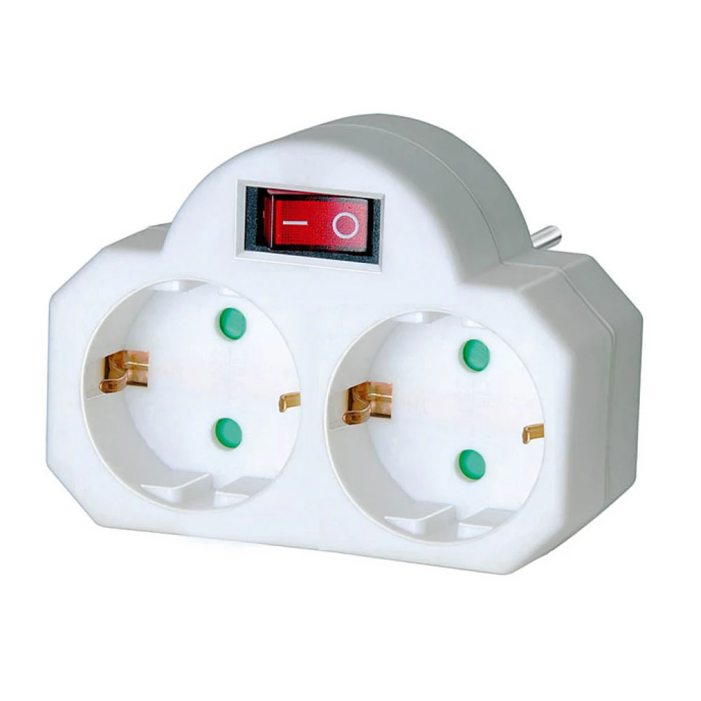Αντάπτορας Από Ένα Σούκο Σε Δύο Σούκο Με Διακόπτη Λευκό Eurolamp