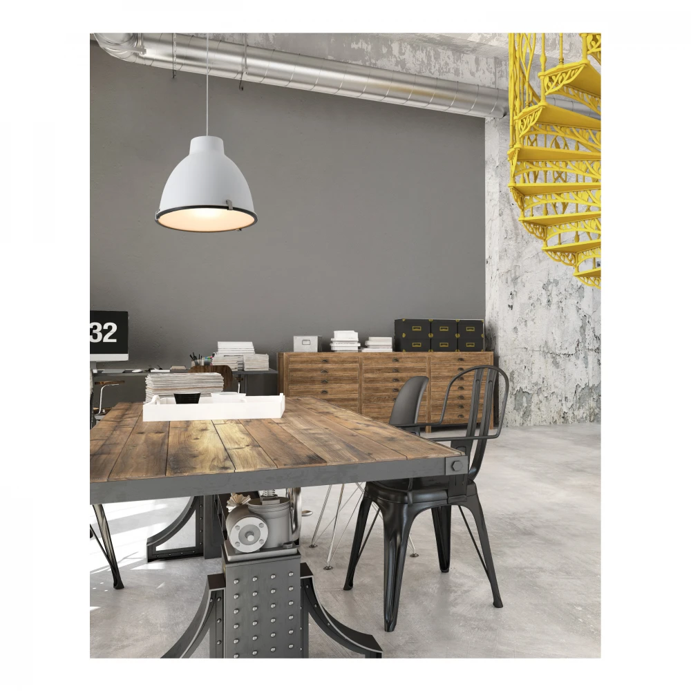 Μεταλλικό Κρεμαστό Φωτιστικό Καμπάνα Σε Λευκό Χρώμα 1XE27 CHARLOTTE FARO