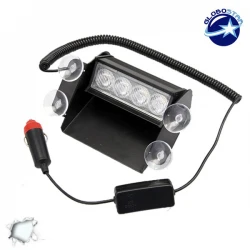 Φώτα Οδικής Βοήθειας 4 LED 12-24 Volt DC Λευκό για Παρμπρίζ Globostar