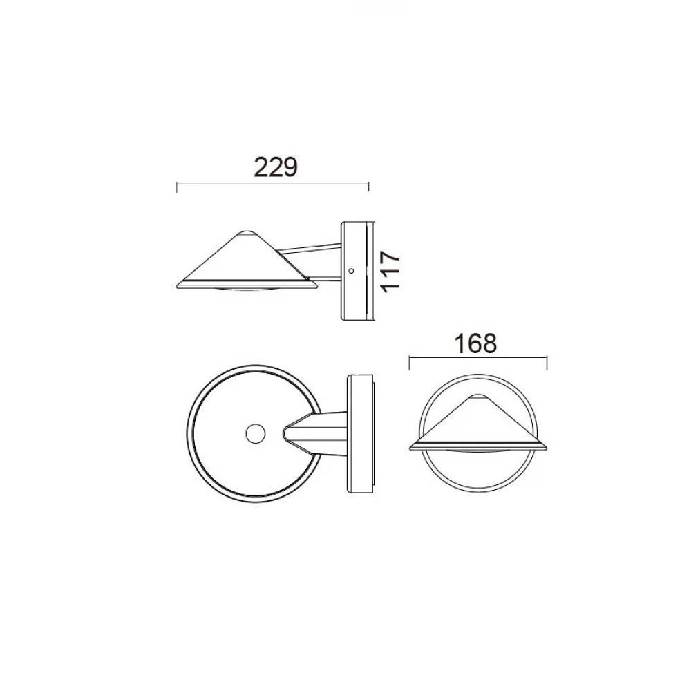 LED Επιτοίχιο Φωτιστικό 12W Σε Ανθρακί Χρώμα IP54 CONE LUTEC 1876gr