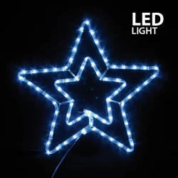 LED Φωτοσωλήνας Διπλό Αστέρι Με Πρόγραμμα Αδιάβροχο IP44 Λευκό Magic Christmas 