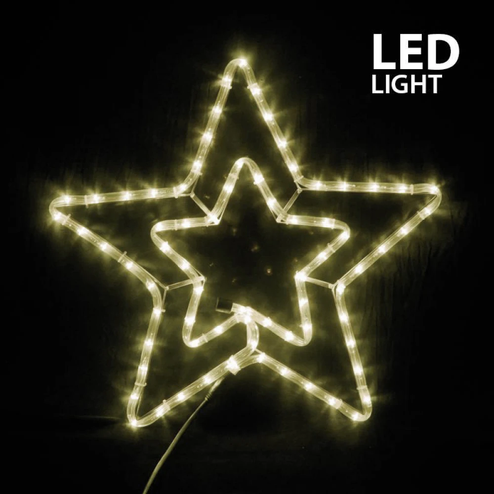 LED Φωτοσωλήνας Διπλό Αστέρι Με Πρόγραμμα Αδιάβροχο IP44 Θερμό Λευκό Magic Christmas 