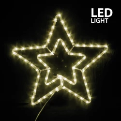LED Φωτοσωλήνας Διπλό Αστέρι Με Πρόγραμμα Αδιάβροχο IP44 Θερμό Λευκό Magic Christmas 