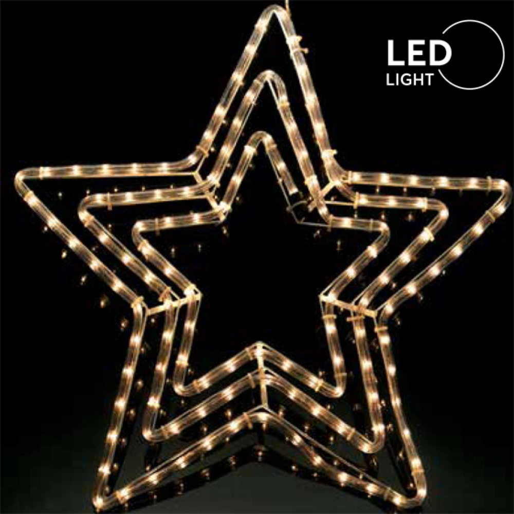 LED Φωτοσωλήνας Τριπλό Αστέρι Με Πρόγραμμα Αδιάβροχο IP44 Θερμό Λευκό Magic Christmas 
