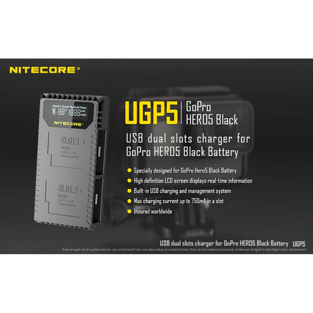 Φορτιστής NITECORE UGP5 για GoPro Hero5 Black