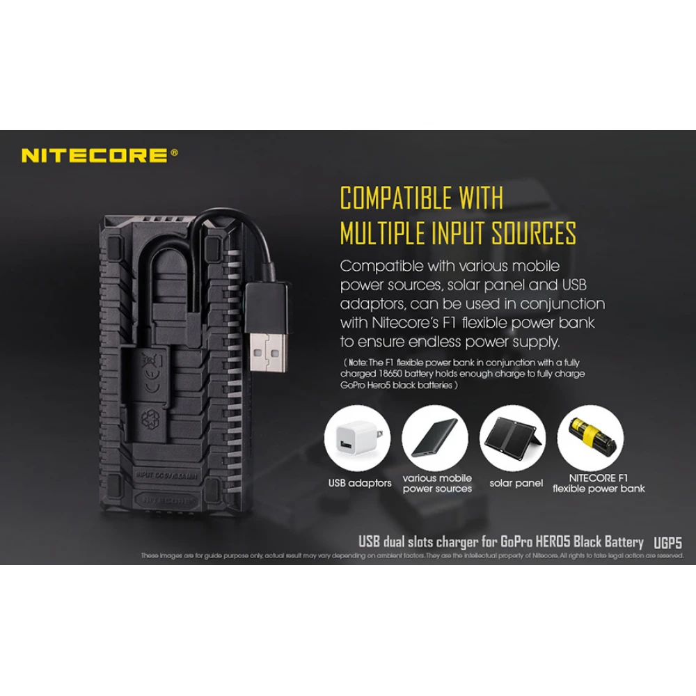 Φορτιστής NITECORE UGP5 για GoPro Hero5 Black