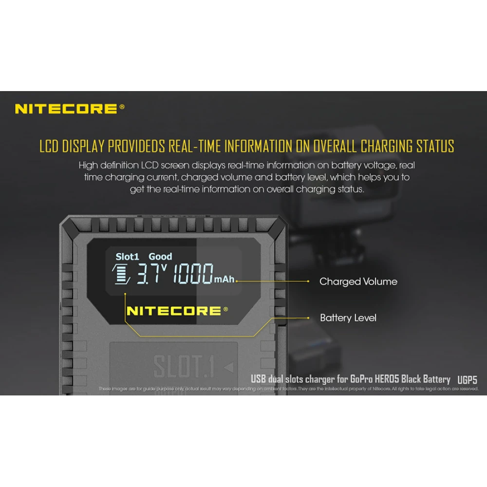 Φορτιστής NITECORE UGP5 για GoPro Hero5 Black