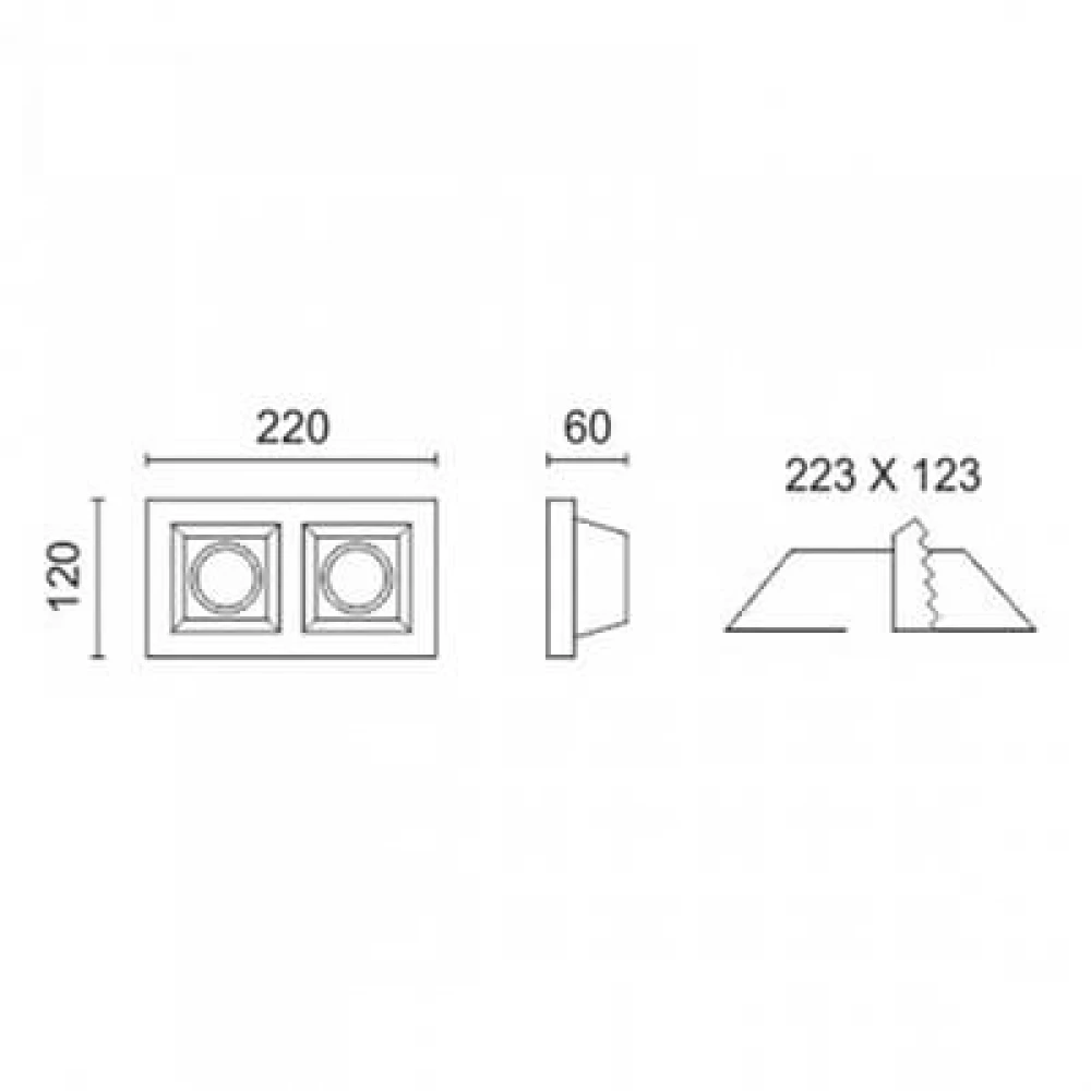 Γύψινο Χωνευτό Φωτιστικό Οροφής Ορθογώνιο 2xGU10 120x220 SpotLight