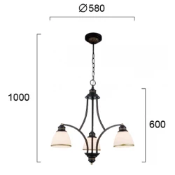 Κρεμαστό Φωτιστικό Με Λευκά Γυαλιά Και Ανάρτηση Καφέ Με Χρυσές Λεπτομέρειες 3xE27 Clair VIOKEF