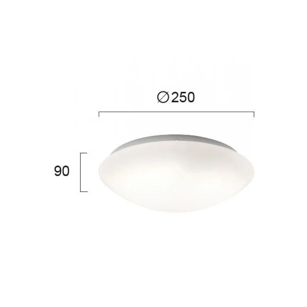 Πλαφονιέρα Από Οπάλ Σατινάτο Γυαλί Και Λευκή Μεταλλική Βάση Μεσαίο Μέγεθος Disk VIOKEF