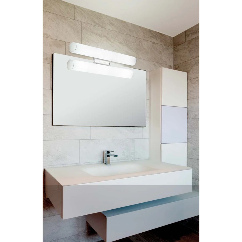 Φωτιστικό Μπάνιου Απλίκα Με Γυαλί Λευκό Σατινάτο Και Βάση Χρώμιου Fibi LED 10W VIOKEF