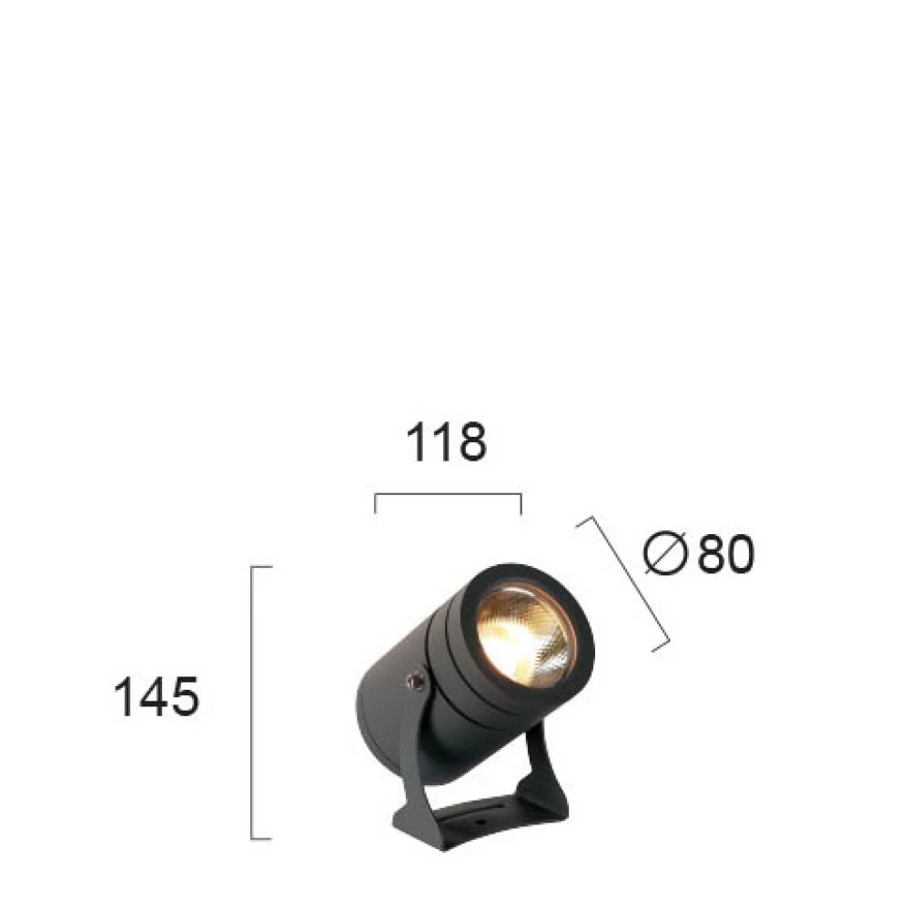 LED 12W Εξωτερικός Προβολέας Αλουμινίου Σε Ανθρακί IP65 25° Maris VIOKEF