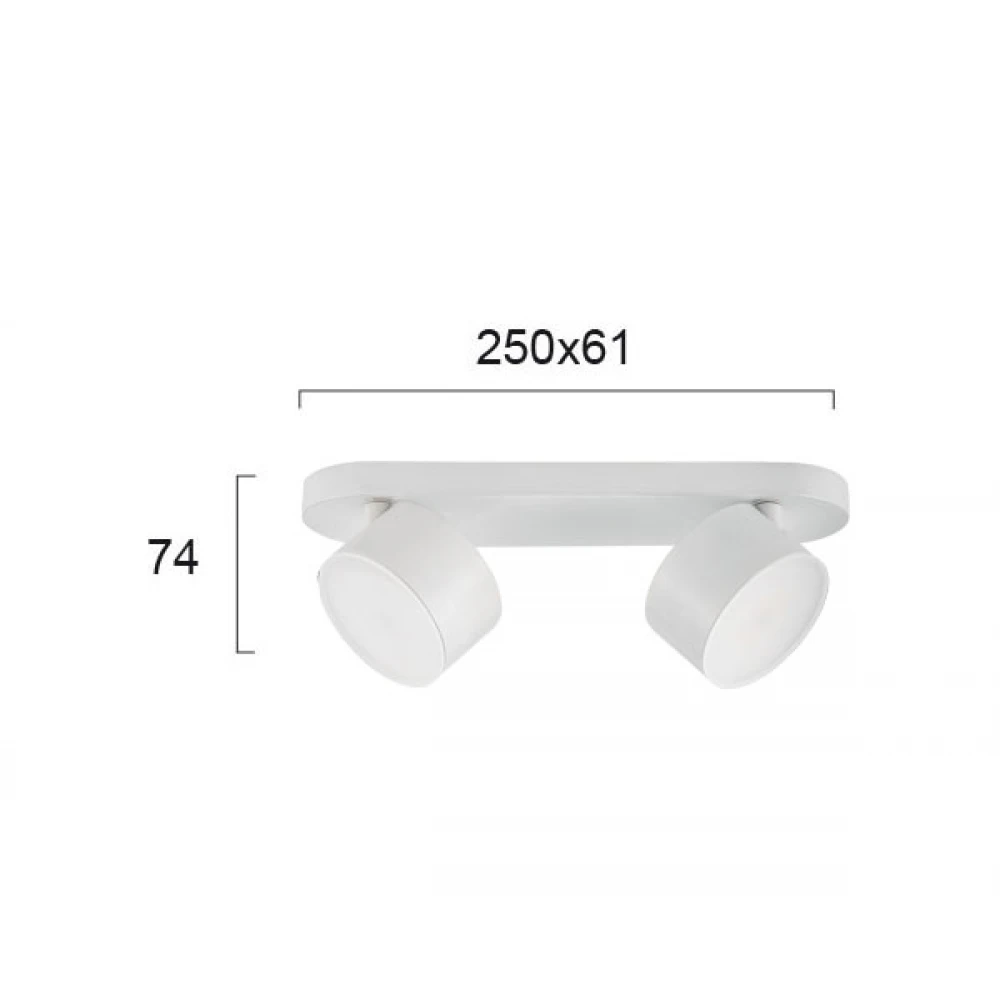 LED Μεταλλικό Σποτ Οροφής Λευκό 2x5W NOD VIOKEF
