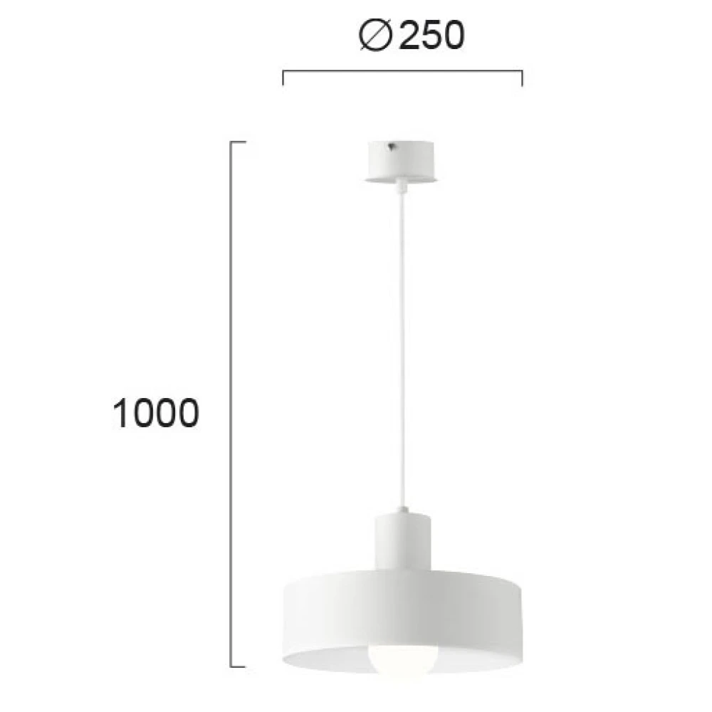 Κρεμαστό Φωτιστικό Μεταλλικό Σε Λευκό Χρώμα D:250 1xE27 Norton VIOKEF 