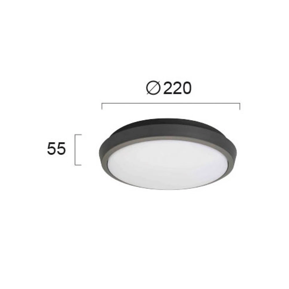 LED Εξωτερική Πλαφονιέρα 10W Στρογγυλή Αλουμινίου Ανθρακί Με PC Σκιάδιο IP54 TIBUOK VIOKEF