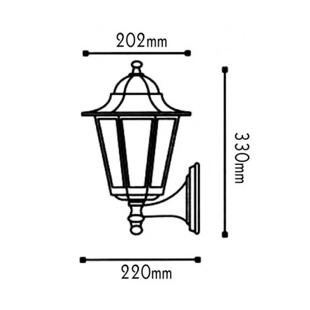 Φανάρι Επιτοίχιο Αλουμινίου Σε Χρυσό Μαύρο Εξάγωνο IP44 1x E27 ACA