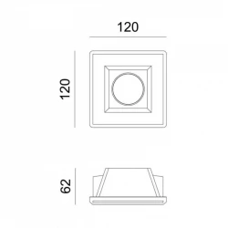 Γύψινο Χωνευτό Σποτ Οροφής Τετράγωνο 120 x 120mm 1x GU10 max 35W ZOE Aca