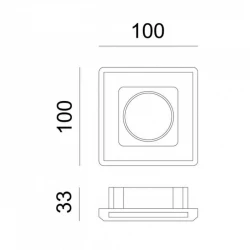 Γύψινο Χωνευτό Σποτ Οροφής Τετράγωνο 100 x 100mm 1x GU10 max 35W ERIN Aca