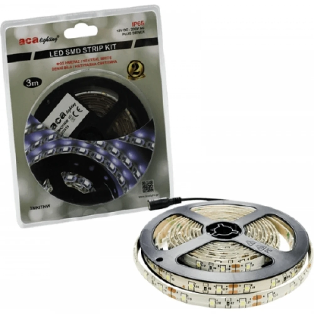 LED Ταινία 3W SMD 230V 120lm Αδιάβροχη IP65 Φυσικό Λευκό 3 Μέτρα Σε Blister ACA
