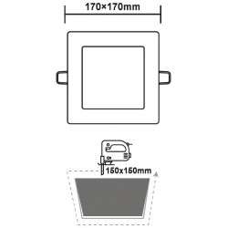 Χωνευτό Slim Panel Λευκό Τετράγωνο Ουδέτερο Λευκό 4000Κ LED SMD 12W 120° PLATO Aca