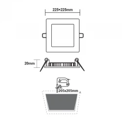 Χωνευτό Slim Panel Νίκελ Ματ Τετράγωνο Ουδέτερο Λευκό 4000Κ LED SMD 18W 120° PLATO Aca