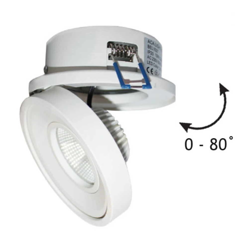 LED Χωνευτό Φωτιστικό Σποτ Κινητό Στρογγυλό 10W 230V 60° IP20 BEL ACA