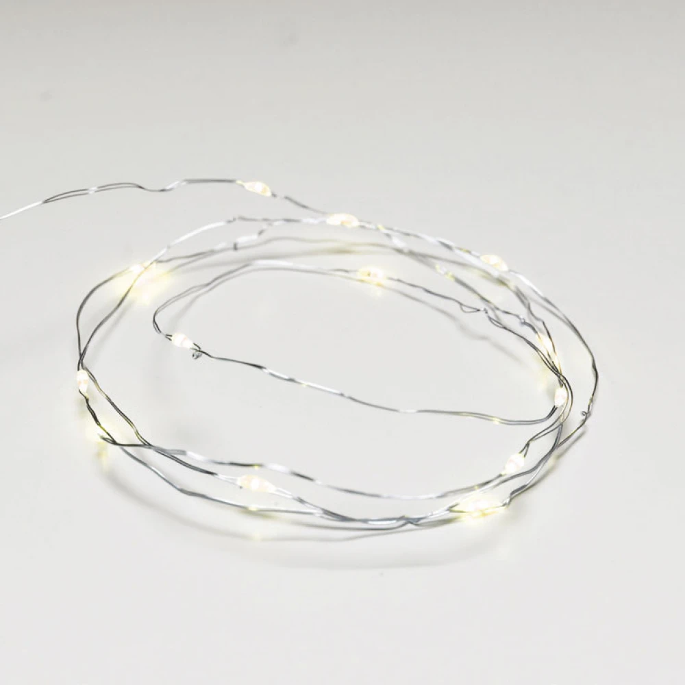 Φωτάκια Χαλκού 12 LED Θερμό Λευκό Με Ασημί Καλώδιο -  Με Επιλογή Μπαταρίας ACA