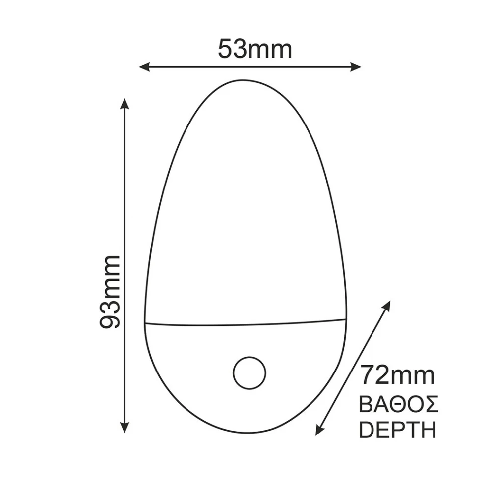 LED Πλαστικό Λαμπάκι Νυχτός Σταγόνα Λευκό 1W 4000K ACA