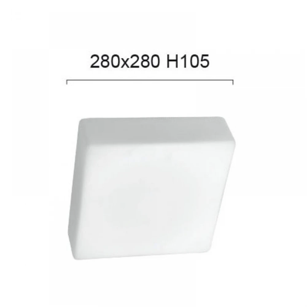 Πλαφονιέρα Τετράγωνη Από Οπάλ Σατινάτο Γυαλί Και Λευκή Μεταλλική Βάση 28x28cm Tito VIOKEF