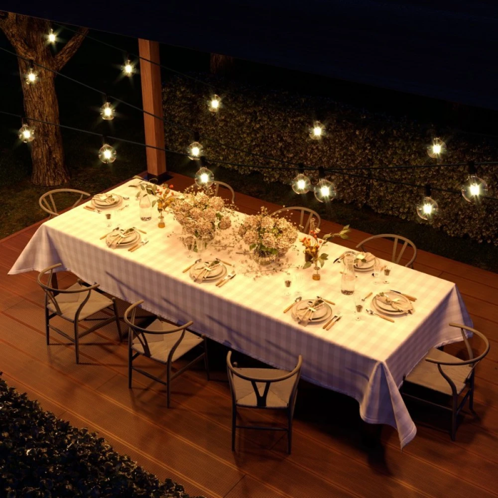 Γιρλάντα Έτοιμη Για Χρήση, 7,5m Υφασμάτινο Καλώδιο Πλακέ Μαύρο CM04 με 5 Ντουί, Γάντζο Και Φις Creative Cables