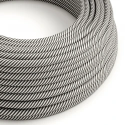 Στρόγγυλο Υφασμάτινο Καλώδιο Vertigo HD ERM37 Ζέβρα Λευκό Ανθρακί Creative Cables