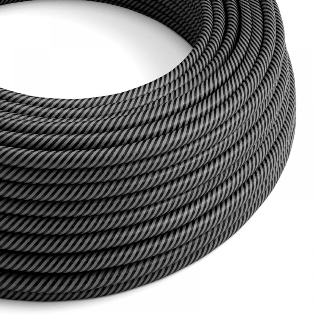 Στρόγγυλο Υφασμάτινο Καλώδιο Vertigo HD ERM38 Ριγέ Ανθρακί Μαύρο Creative Cables