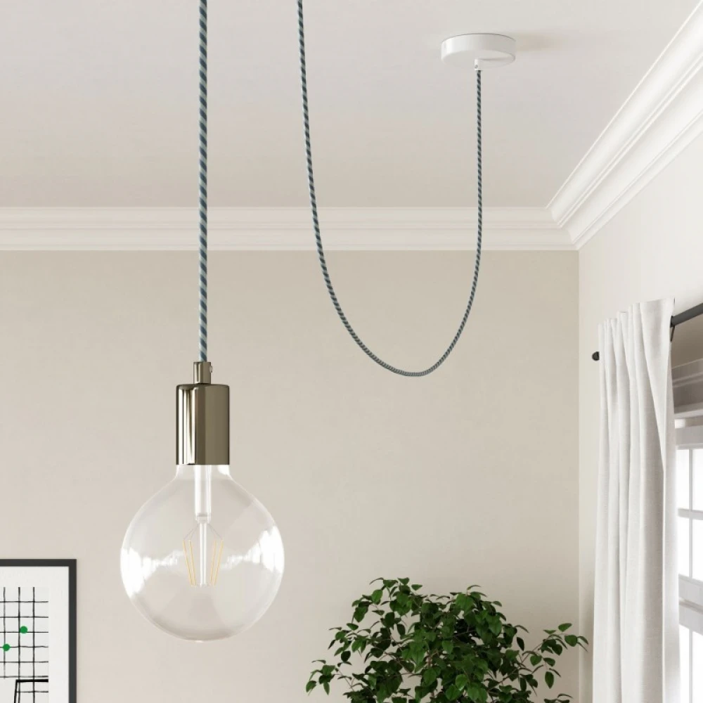 Στρόγγυλο Υφασμάτινο Καλώδιο Vertigo HD ERM40 Ριγέ Μπλε Γαλάζιο Creative Cables