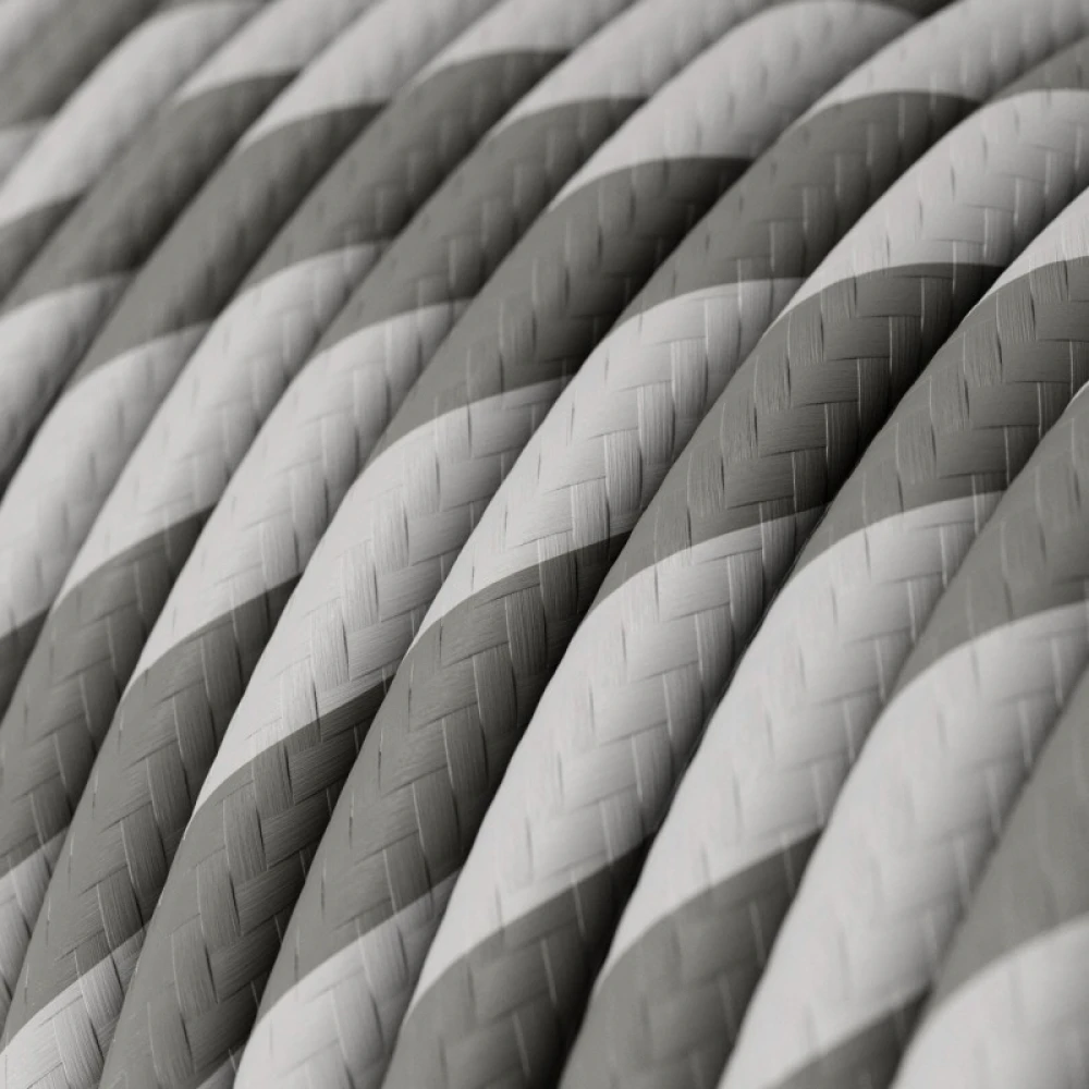 Στρόγγυλο Υφασμάτινο Καλώδιο Vertigo HD ERM55 Ριγέ Γκρι Ασημί Creative Cables