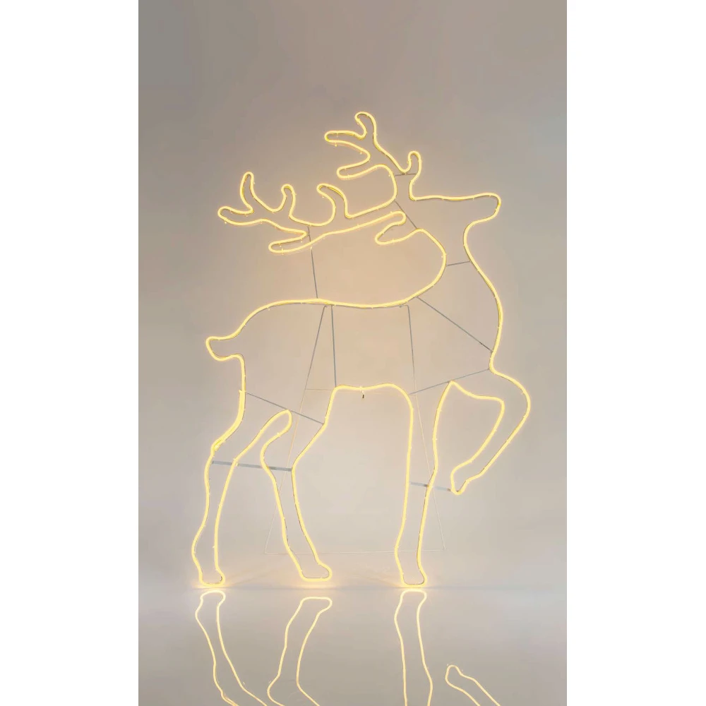 NEON LED Φωτοσωλήνας Επαγγελματικό Σχέδιο Ελάφι 10μ. Θερμό Λευκό IP44 1440 LED 93x140cm Magic Christmas