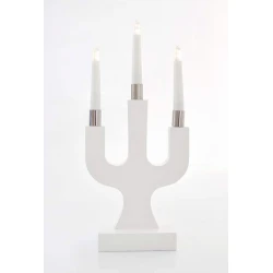 Κηροπήγιο Με 3 LED Κεριά Λευκό - Μπαταρίας 17.5x7x38.5 cm IP20 Magic Christmas