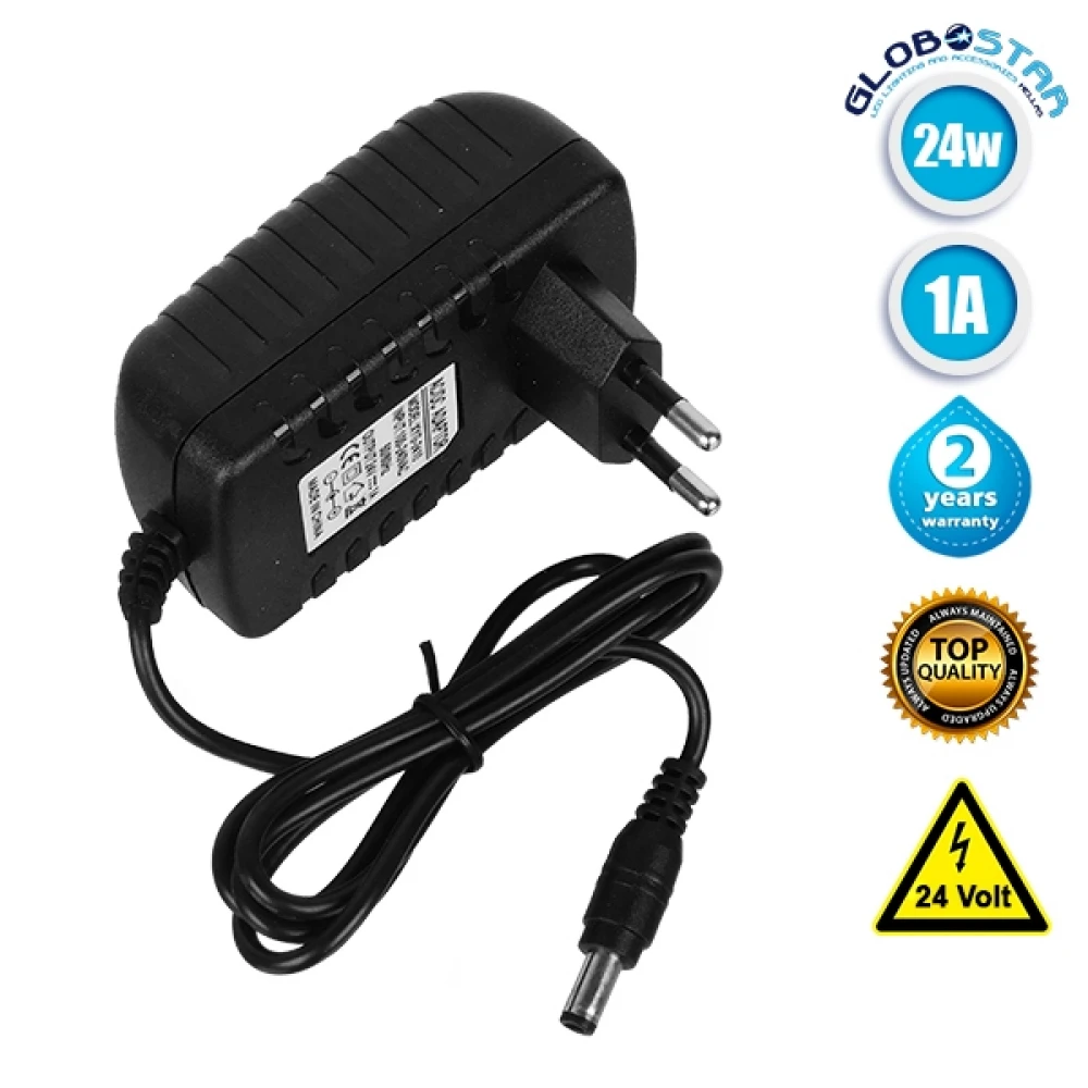 LED Πλαστικό Τροφοδοτικό DC 24W 24V 1 Ampere IP20 GloboStar