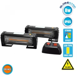 Φώτα Αστυνομίας LED 2 x COB LIGHT 8W 10-30V IP65 Πορτοκαλί Εξωτερικά GloboStar