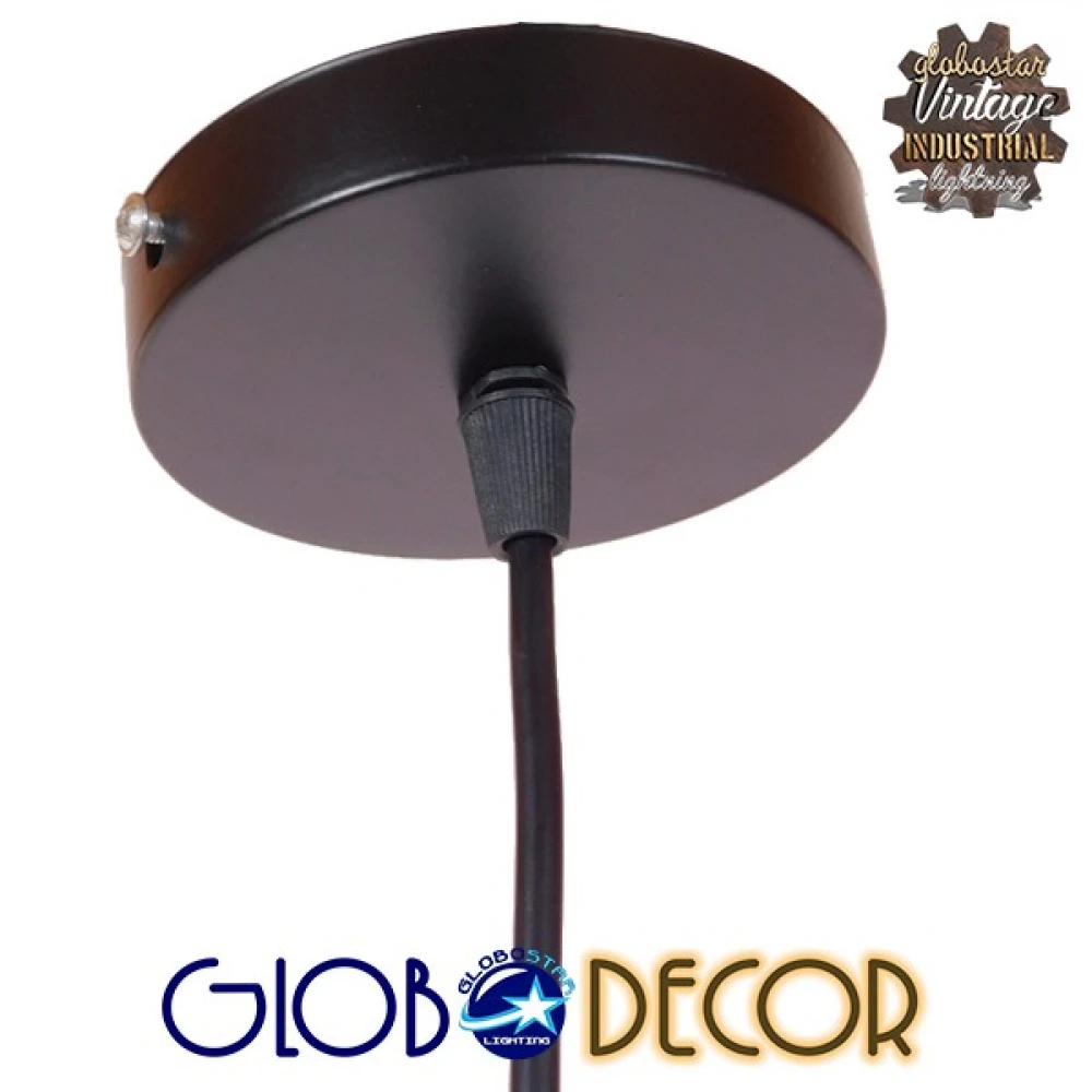 Μοντέρνο Κρεμαστό Φωτιστικό Οροφής Μονόφωτο Μαύρο Μεταλλικό με Φυσικό Ξύλο Καμπάνα Φ18 GloboStar RUHIEL