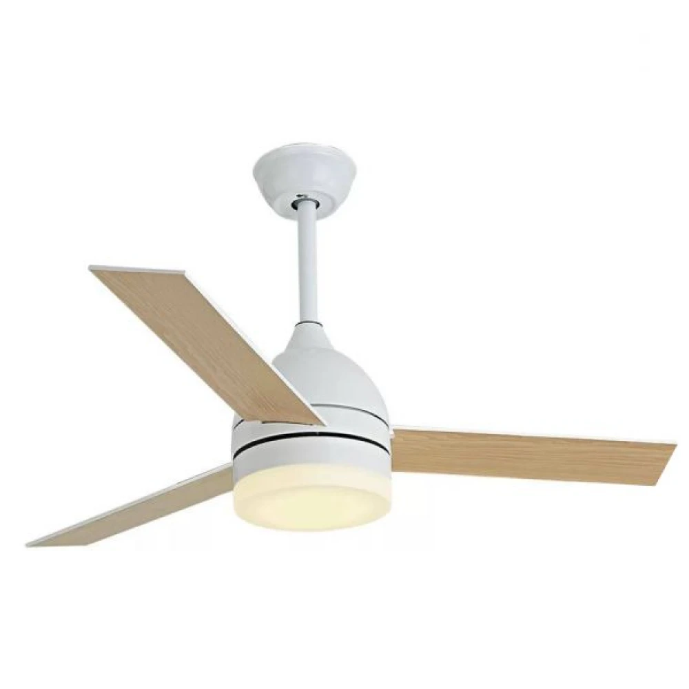 Ανεμιστήρας Οροφής Με Τρία Ξύλινα Πτερύγια Σε Λευκό Χρώμα - LED 24W Spotlight