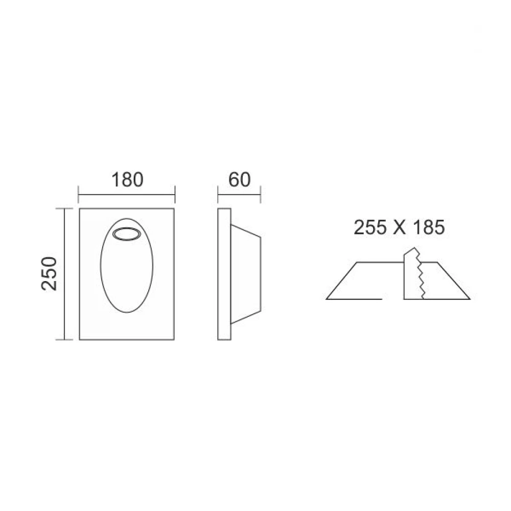 Γύψινο Χωνευτό Φωτιστικό Τοίχου Ορθογώνιο GU10 250x180 SpotLight