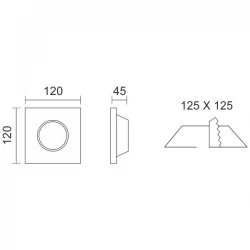 Γύψινο Χωνευτό Φωτιστικό Οροφής GU10 120x120mm SpotLight