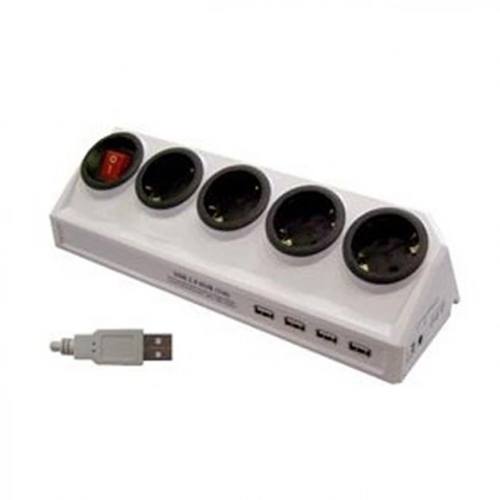 Πολύπριζο Με Διακόπτη & Ασφαλείας 4 Θέσεων + USB 3X1.5 2m Γωνιακό GZ04MKH Λευκό BNG TOP ELECTRONIC