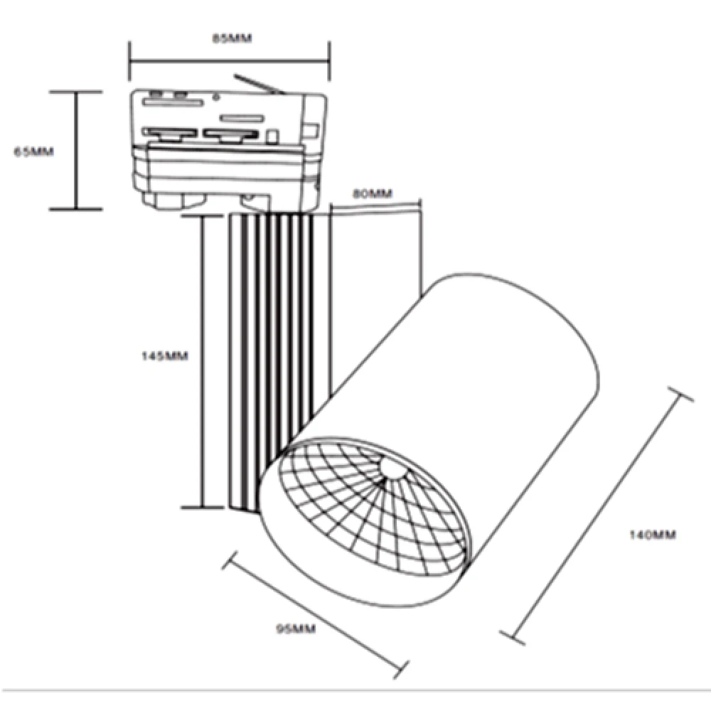 Σποτ Ράγας 30W LED COB 2700K Θερμό Λευκό Με Τριφασικό Αντάπτορα Μαύρο UNIVERSE