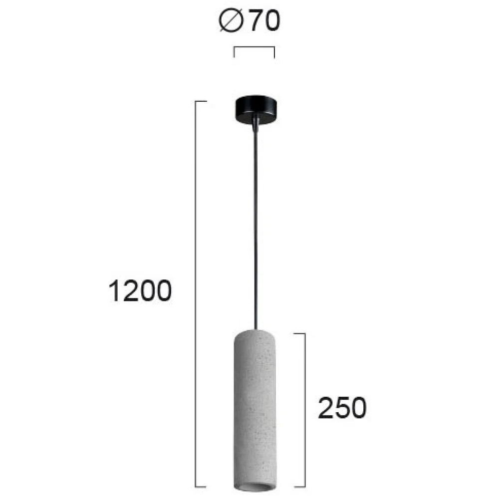 Μονόφωτο Κρεμαστό Φωτιστικό Από Τσιμέντο Και Ανάρτηση Μαύρη GU10 PHENIX VIOKEF