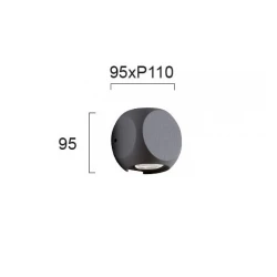 LED Απλίκα Αλουμινίου Σε Ανθρακί 2 x 2W 235Lm 3000K IP54, Ballito VIOKEF
