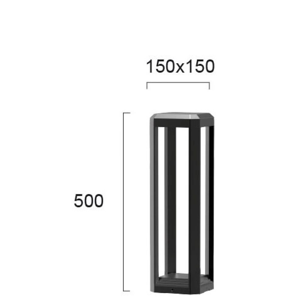 Στήλος Κήπου Αλουμινίου Σε Ανθρακί H:500 IP65 13W 600Lm 3000K, Bios VIOKEF