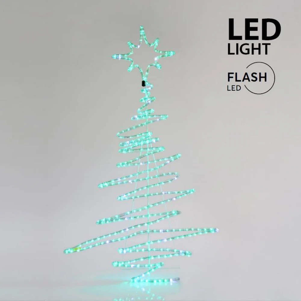 Δέντρο Με 9μ. Πράσινη Led Φωτοσωλήνα, Με Flash 120Χ5Χ70εκ. IP44.